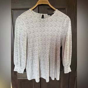 Women's White Polka Dot Blouse by Adrianna Papell